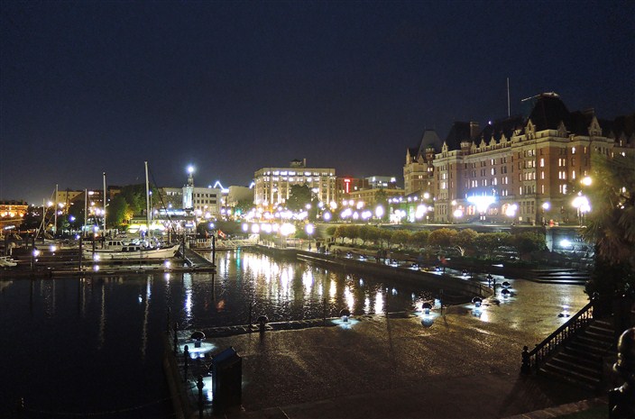 Victoria, the Inner Harbor at night